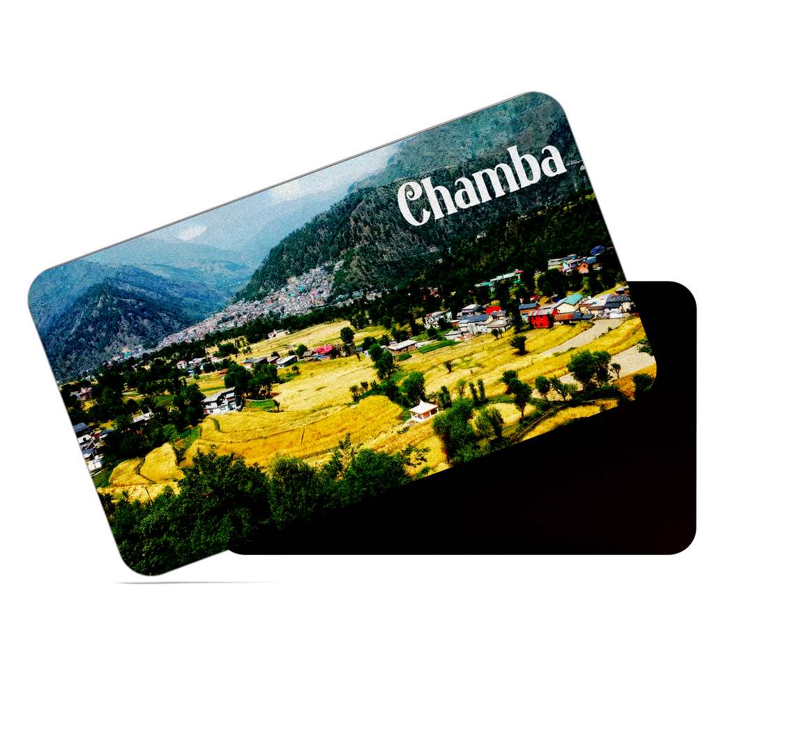 dhcrafts Multicolor Himachal Pradesh Chamba Design Rectangular Rubber Matte Finish Fridge Magnet / Magnetic Card Pack of 1 (8.6cm x 5.4cm)